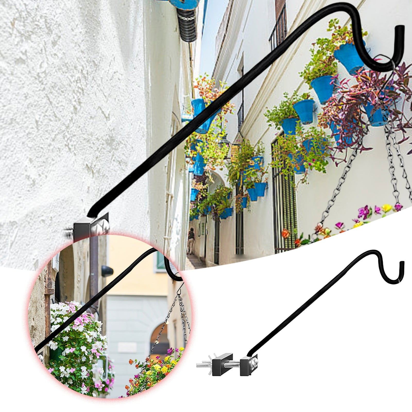 Heavy Duty Adjustable Pole Mount Hook For Outdoor Garden Patio Bird Feeder Hanging Support