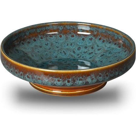 

Kitchen countertop ceramic fruit bowl decorative foot bowl suitable for tabletop 10.2-inch large foot bowl