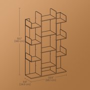 LEDREM Tree-Shaped Bookshelf - 13-Shelf Storage Unit with Rounded Corners, Wall-Mountable, Space-Saving Design, Rustic Brown
