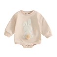 thumbnail image 2 of THDHVS Newborn Boy Clothes,Baby Girl Outfits,Toddler Girl Easter Clothes Puff Sleeve Print Jumpsuit Fall Outfits Beige 3-6 Months, 2 of 3