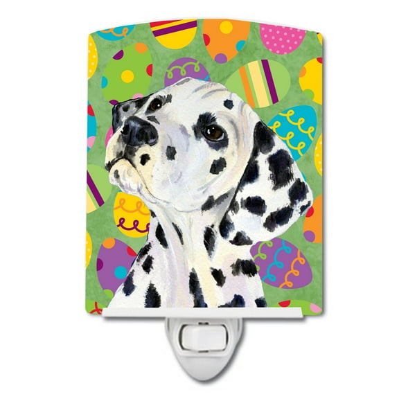 Caroline's Treasures SS4837CNL Dalmatian Easter Eggtravaganza Ceramic Night Light, 6x4x3", multicolor
