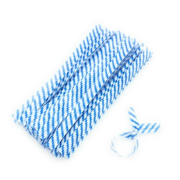 2000pcs Plastic/Paper Coated Blue Stripe 7" x 1/4"(6mm) Twist Ties - Won't Rip or Pull Off