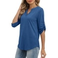 thumbnail image 4 of WIHOLL Womens V Neck Tunic Tops 3/4 Sleeve Blouses with Button Women Casual Shirts for Business Outfits, 4 of 10