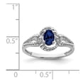 thumbnail image 3 of White Sterling Silver Ring Band Gemstone (09) September Sapphire, Lab Created Oval Blue Diamond Round, 3 of 3