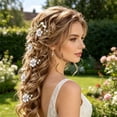 thumbnail image 4 of Wuqi 5 Pieces Bridal Flower Wedding Hair Pins Pearl Hair Pins Clips Headpiece Gold Wedding Hair Accessories Jewelry with Rhinestone for Brides Bridesmaids Women, 4 of 4