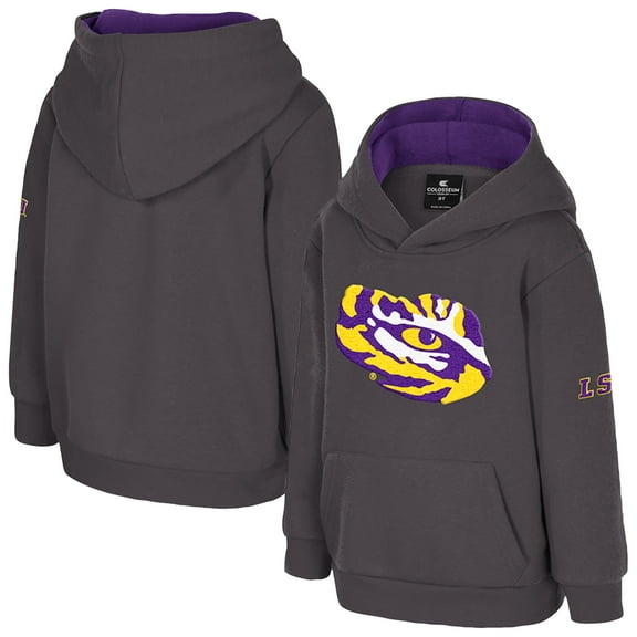 Toddler Colosseum Charcoal LSU Tigers Big Logo Volume Fleece Pullover Hoodie