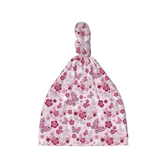 Naloa Flower Butterfly Baby Newborn Hats, Infant Knotted Baby Hat, Beanie Top Knot Caps for Baby Boys Girls