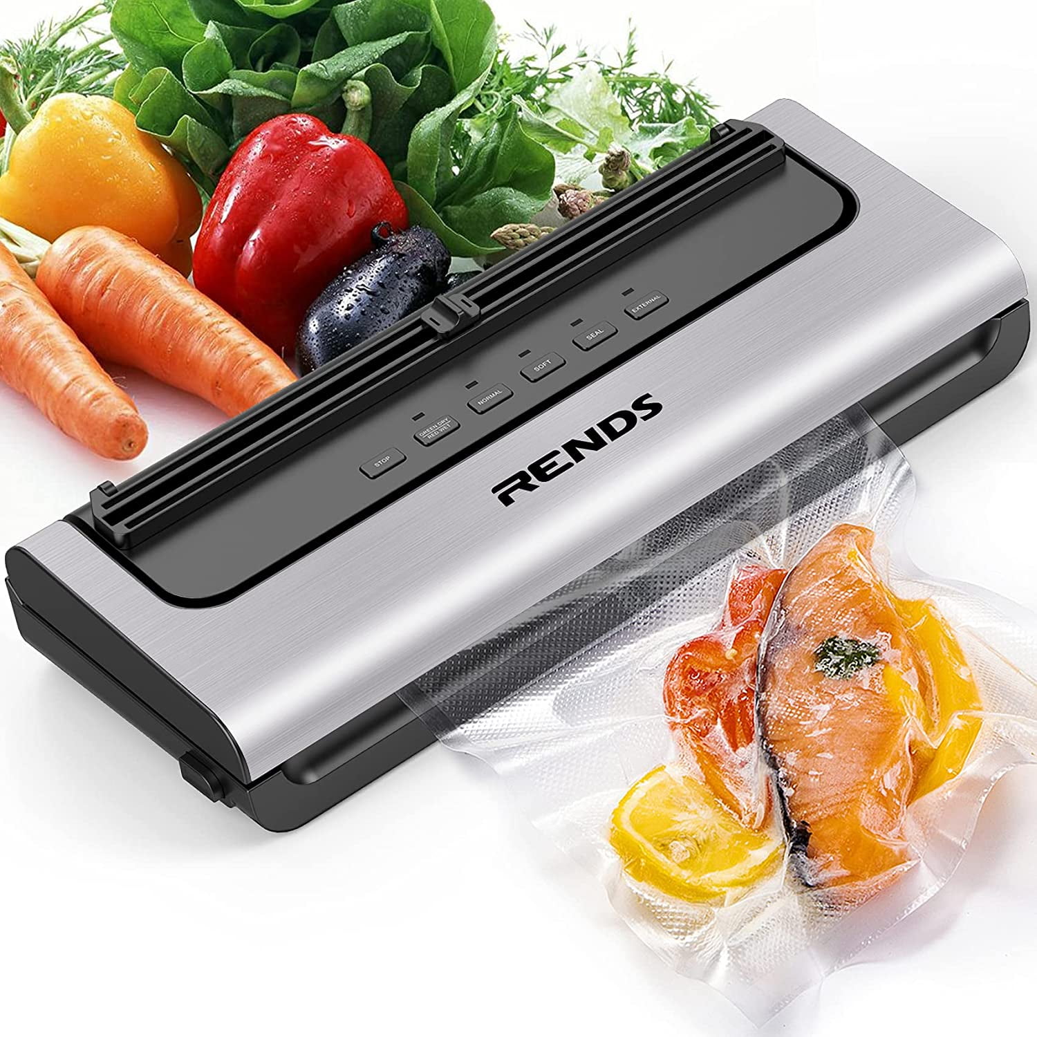 Rends Vacuum Machine, Automatic Food Sealer Built-in Air Sealing with Cutter and Starter Kit, Dry/Moist Model & External Suction Design Vacuum Machine for Food Preservation - Walmart.com