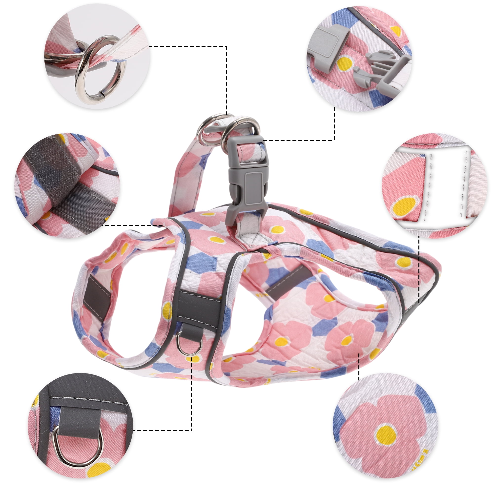 Unique Bargains Puppy Dog Harness and Leash Set with Reflective Strip Pink L