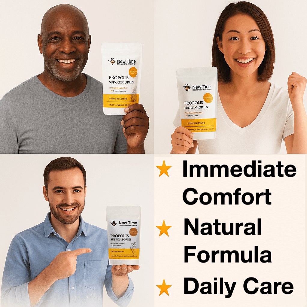 3-Pack Propolis & Manuka Honey Suppositories, Clean Botanical Formula for Men & Women