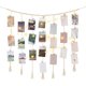 thumbnail image 1 of ZHAOCHENG Decoración de pared para colgar fotografías en macramé con luces de cadena, guirnalda de cuentas de madera estilo bohemio, soporte para tarjetas con 45 clips para dormitorio, sala de estar,, 1 of 5