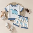 thumbnail image 2 of UAYOTSE Baby Boy Girl Summer Outfits, a Gingham Print Short Sleeve T Shirt Top with Striped Shorts Set new born baby boy clothe new born 0 3 months(2-3 Years,Light Blue), 2 of 7