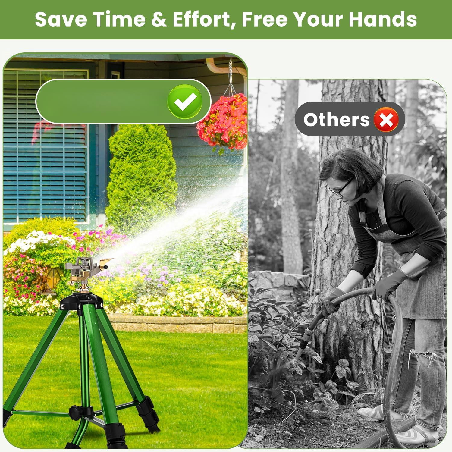 Sprinklers For Yard  360° Tripod Large Area 3/4" Connector Lawn Sprinkler Adjustable Height 16-37" Water Lawn/garden/patio 1pack
