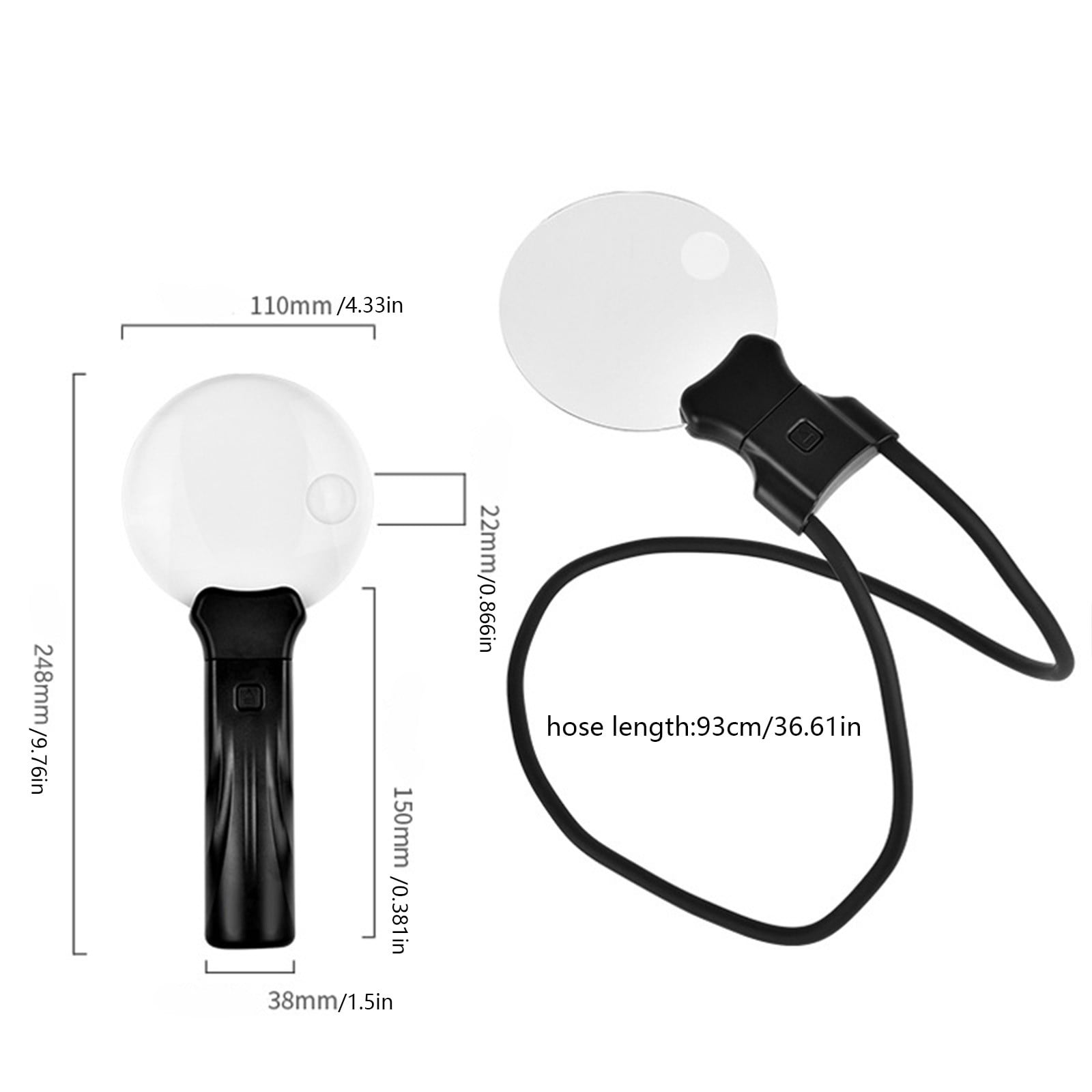 Hands-Free Acrylic Magnifier 7-12x Large Lens with Adjustable Neck and Stand, Reading and Craft Magnifier for Seniors, Detailed Work, Hobby and Vision Assistance Tool