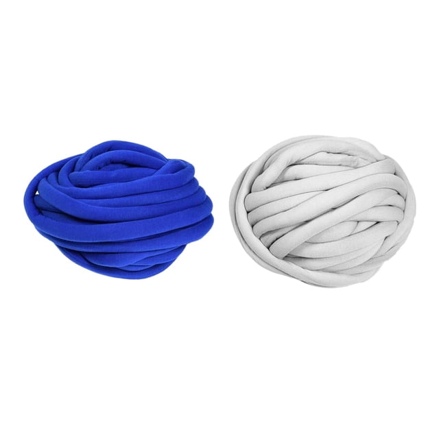 2 piezas de hilos de tejer gigantes, herramientas de crochet gruesas para cojín de tapete azul oscuro y gris