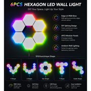 6/12-Pack Hexagon LED Wall Lights, RGB Edge-Lit Modular Wall Panels with Touch Control. DIY Splicing Honeycomb Gaming Lights, USB Powered Ambient Wall Decor for Living Room, Bedroom and Gaming Room