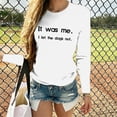 thumbnail image 2 of Penkiiy Shirts for Women Long Sleeve,Letter Print T-Shirt for Women O-Neck Plus Size Casual Summer Blouses Basic Tops L White, 2 of 7