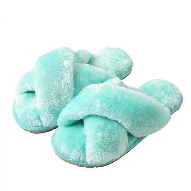 Pantuflas de piel mullida y esponjosa para mujer, chanclas con punta abierta, cómodas, con espuma viscoelástica, para el hogar, suaves, planas, antideslizantes, para spa, interior y exterior