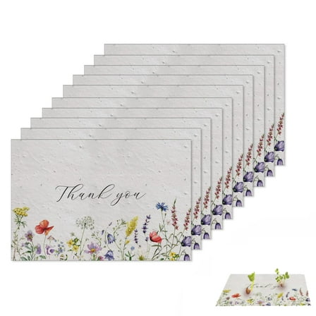 20Pack'Thank You'Greeting Cards, Handmade Plantable Wildflower Paper Card for Party Favors, Wedding Favors,Baby Shower Favor,Graduation Party