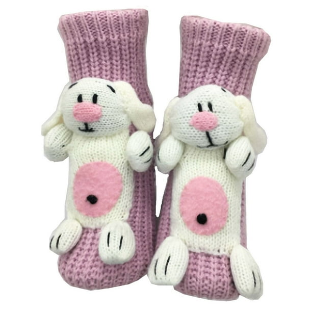 Calcetines navideños para dormir, bonitos calcetines tridimensionales de lana gruesa y cálida para mujer en invierno.