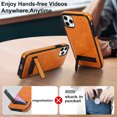 thumbnail image 4 of ELEHOLD Case for iPhone 11 Pro Max, Luxury PU Leather Anti-Scratch Magnetic Case with Invisible Kickstand for MagSafe Accessory,Khaki, 4 of 8