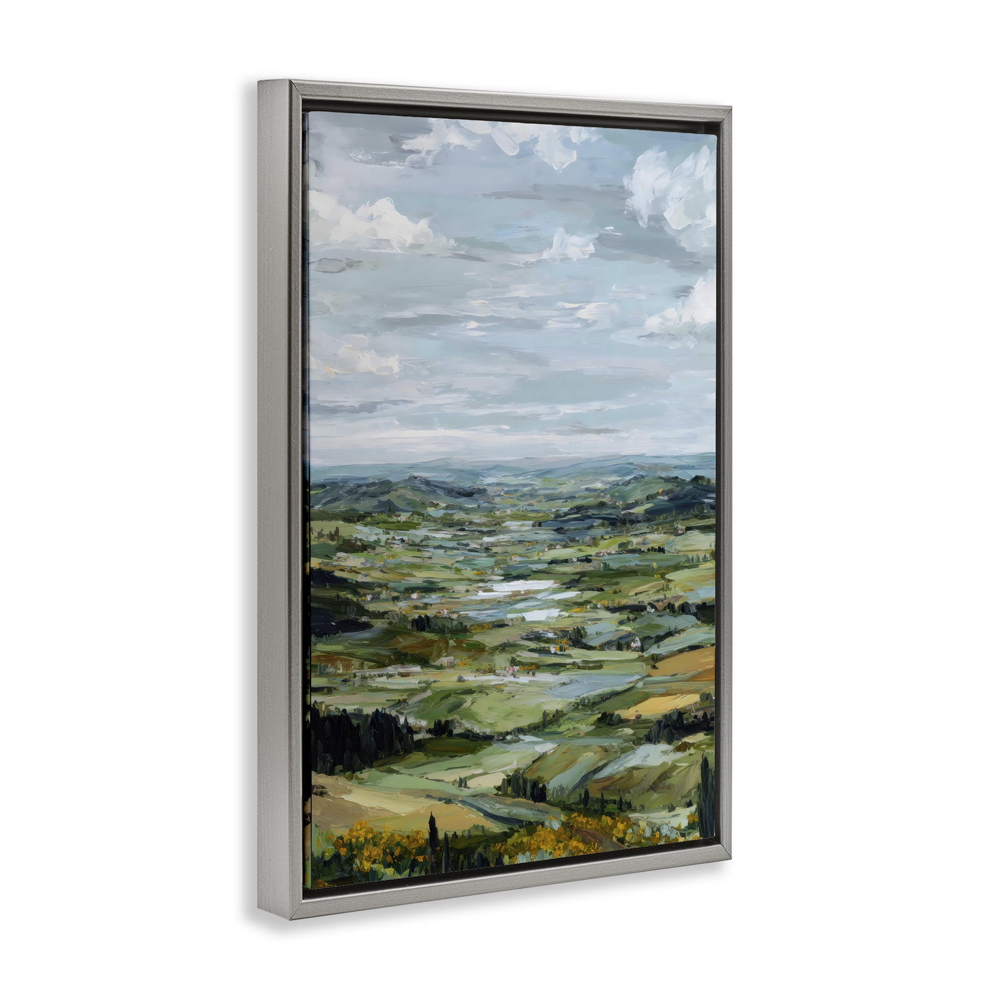 Stupell Industries Valley Living with Verdant Hills Gray Framed Floater Canvas Wall Art, design by Petal Prints Design