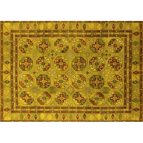 Ahgly Company Indoor Rectangle Oriental Yellow Traditional Area Rugs, 8' x 10'