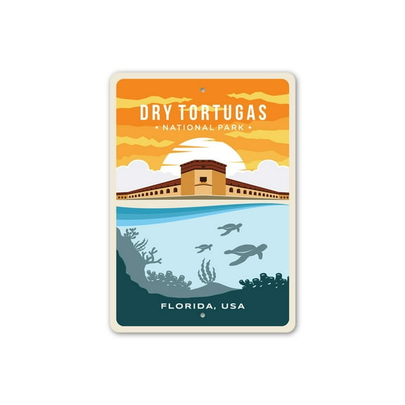 Dry Tortugas National Park Florida Aluminum Metal Decor Sign - 4x18 inches