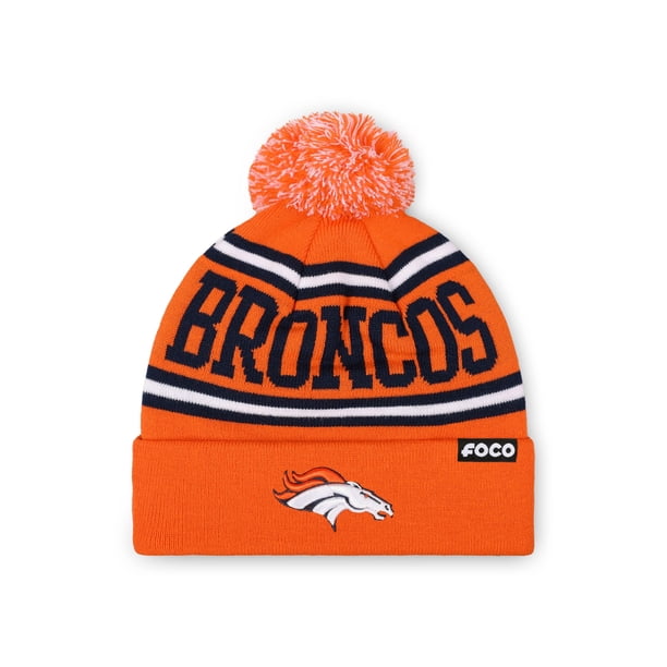 Foco Denver Broncos Nfl Logo Stripe Pom Beanie Hat Color Del Equipo