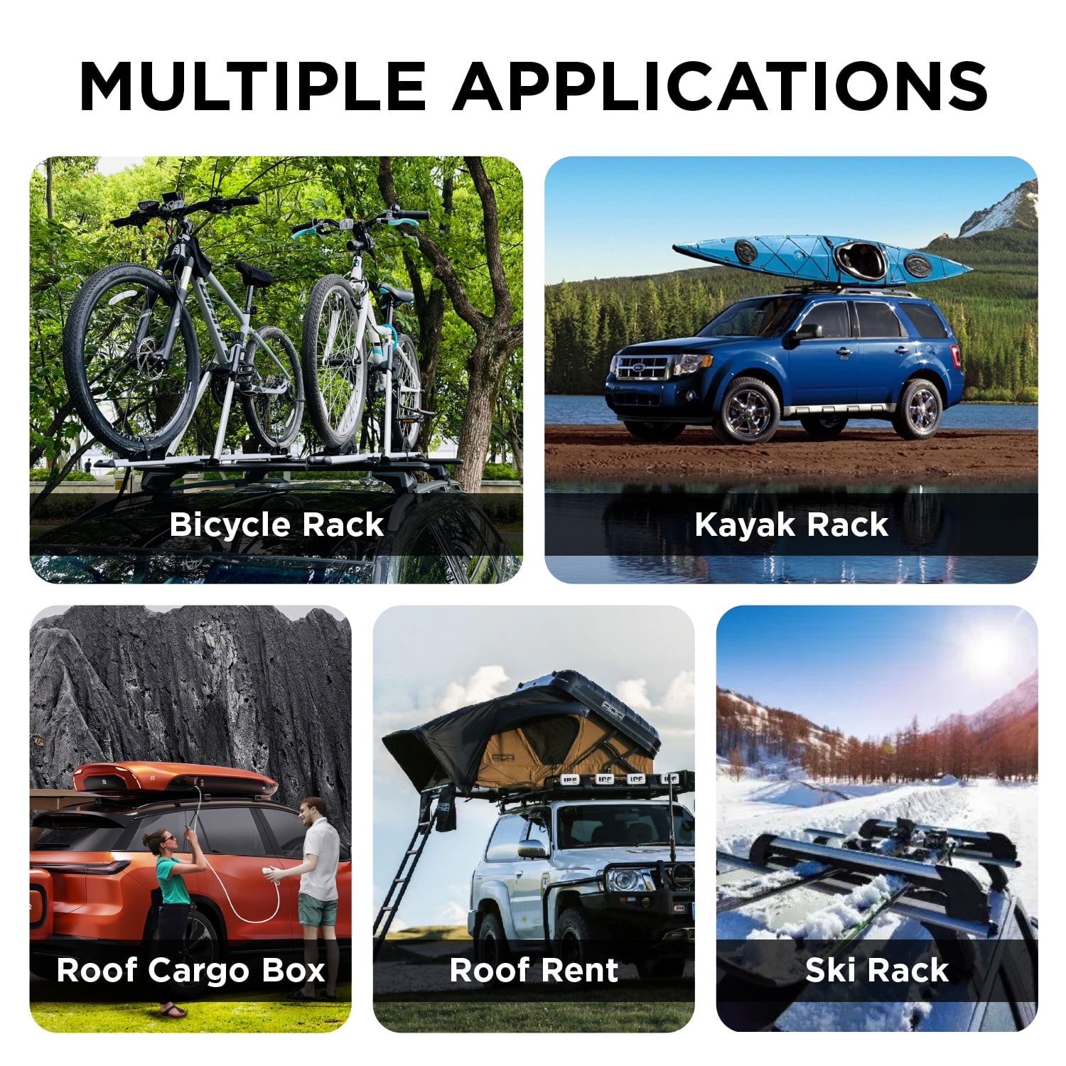 TANX Car Roof Rack Cross Bars with 2Locks，Universal Roof Rack Cross Bars,54" Thin Adjustable Aluminum Roof Rails with 200lbs Load Capacity RB003B