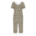 thumbnail image 5 of Tnhcen Soft Modal Pajama Set for Women V-Neck Short Sleeve Top Cropped Lounge Pants with Pockets Loungewear​ S-2XL, 5 of 5
