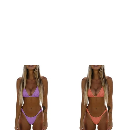 Wijhcboe 2 Pack High Hot Bikini Bottoms Two Up Bikini Piece Bikini Shave Gel Up Women Cut Lace Scrunch Bikini Solid Sexy Swimsuit Set Thong Bikini Bottom Push Swimwears Tankinis Mesh Bikini