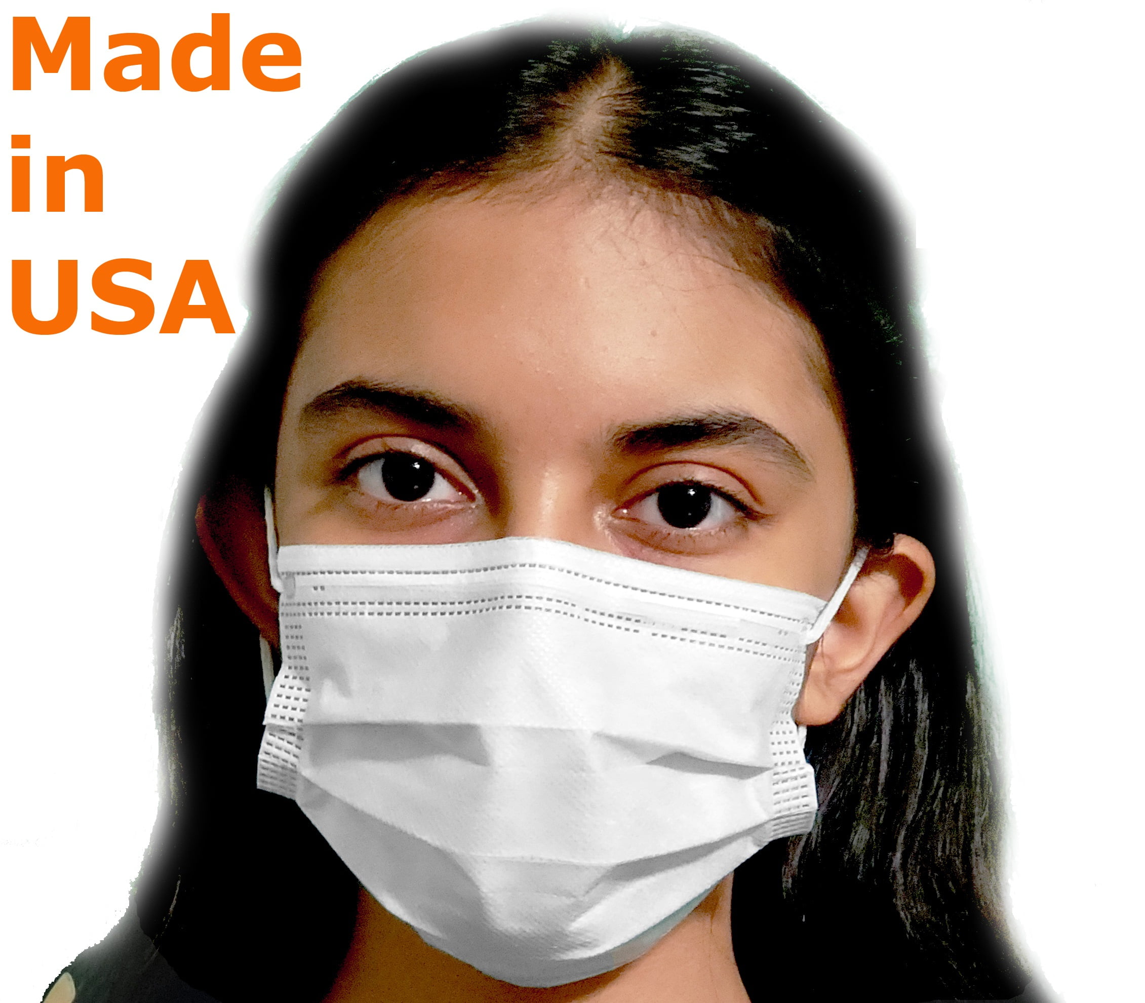 GSM, Adult Disposable Face Mask, Made in USA, White, 10