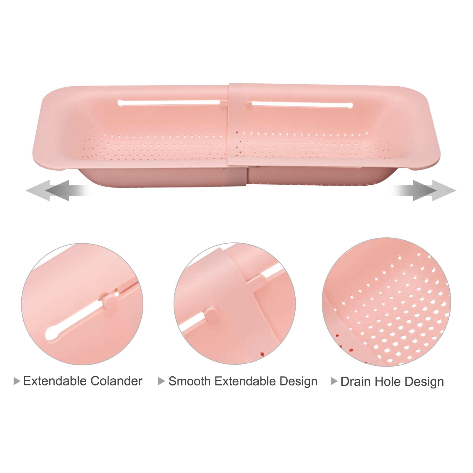 Unique Bargains Collapsible Food Colander Kitchen Plastic Basket for Food 2 Pcs Pink, Green