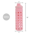 thumbnail image 6 of 20oz Clear Glass Water Bottles Extra Lid Odor Proof and Stain Resistant Wide Mouth Reusable Fitness Sports Bottle with Sleeve, Motivational Water Jug, Pink, 6 of 6