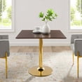 thumbnail image 2 of 35 inch Dining Table, Square, Gold Walnut, Wood, Metal Steel, Modern Contemporary, Mid Century Kitchen Room Cafe Bistro Restaurant Hospitality, 2 of 6