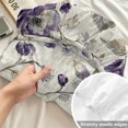 thumbnail image 4 of Queen Size Fitted Sheet Set - Spring Botanical 3 Piece Bedding Sets 16" Deep Pocket Fitted Sheet with 2 Pillowcases, Watercolor Purple Floral Leaf Vintage Beige Brushed Microfiber Hotel Bed Sheets, 4 of 9