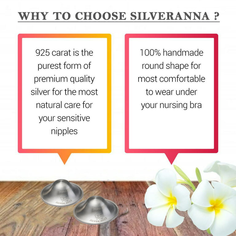  Silver Nursing Cups Nipple Cover Nipple Soother for Newborn  Breastfeeding Moms, The Original 925 Silver Nursing Cups : Baby