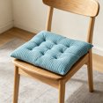 thumbnail image 6 of Thick Striped Corduroy Square Seat Cushion with Fixed Ties 38x38cm Office Dining Window Futon Chair Pad,Blue, 6 of 6