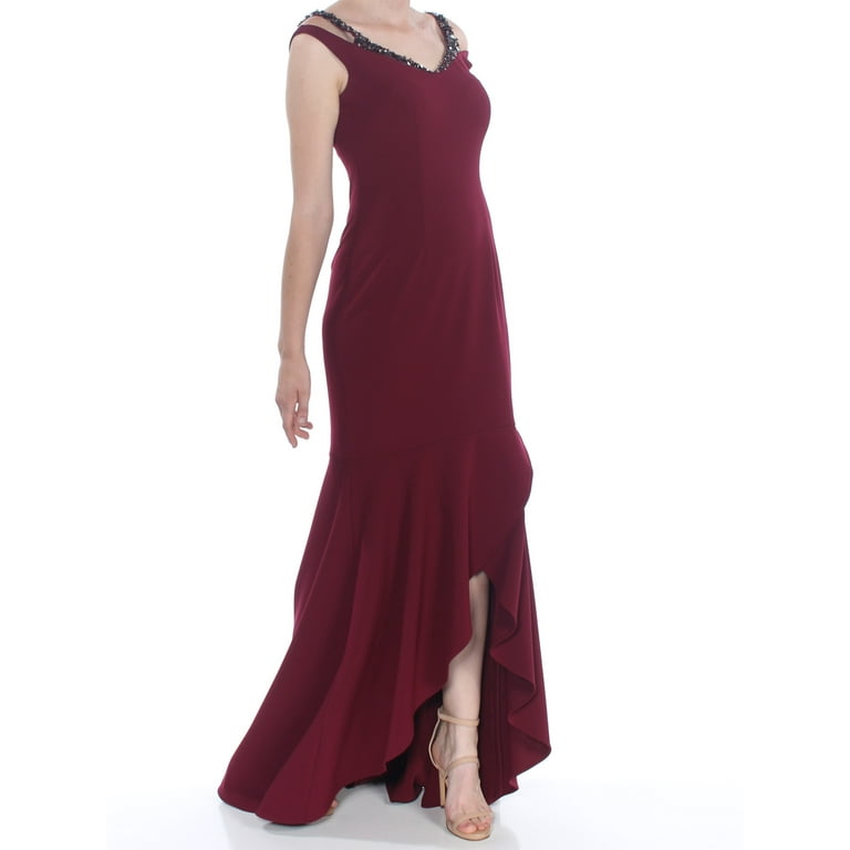 ADRIANNA PAPELL 219 Womens New 1013 Burgundy Cut Out Mermaid Dress 4 B B Walmart