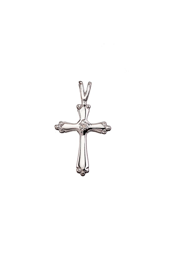 14K White Diamond Illusion Cross Pendant with 18" Chain