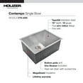 thumbnail image 5 of Houzer Contempo 23 in Stainless Steel Undermount Single Bowl Stainless Steel Kitchen Sink with Strainer and Grid - CTS-2300, 5 of 8