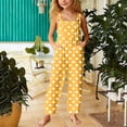 thumbnail image 2 of Girls Casual Wide Leg Romper Polka Dot Print Square Collar Sleeveless with Front Pockets Stylish Loose Fit One Piece Jumpsuit Yellow 13 Years-14 Years, 2 of 5