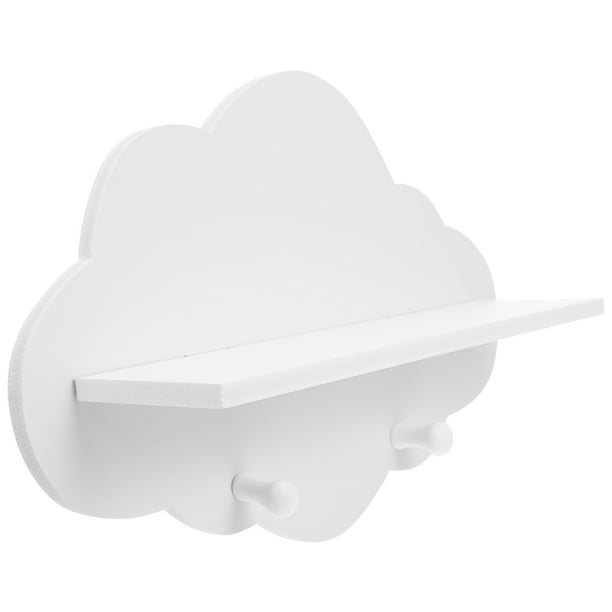 ColoMX Estante flotante con forma de nube de 1 pieza, estante de pared de madera montado en la pared para el hogar (blanco)