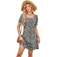 thumbnail image 2 of Summer Dresses for Women 2025 Casual Cute Square Neck Puff Short Sleeve Dress with Pockets, 2 of 6