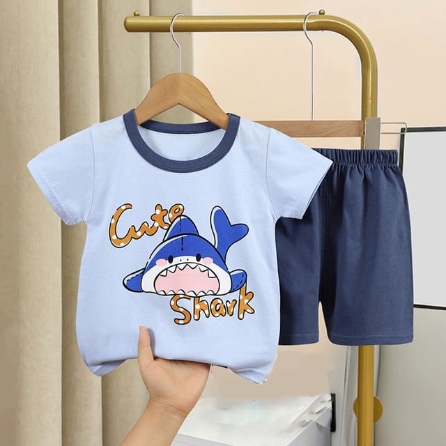 LSLJS Mode T-Shirts Décontractés à Manches Courtes pour Filles Col Rond Bouton Ensemble de Shorts Imprimés Vêtements d'Été Vêtements pour Enfants Tendance 2024