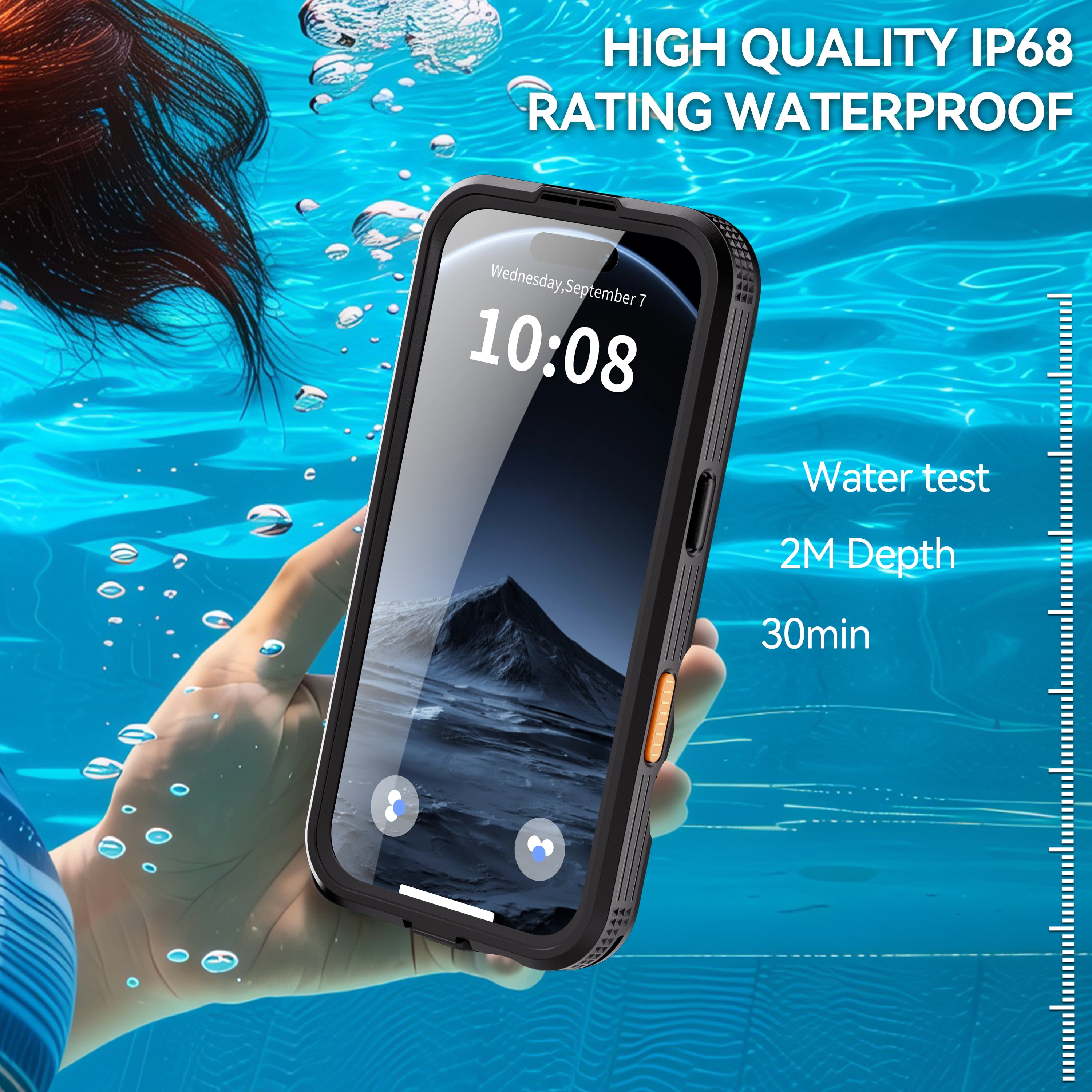 Dteck for iPhone 17 Pro Max Waterproof Case Compatible with MagSafe, Magnetic Waterproof Full Body IP68 Underwater Case Built-in Screen Protector Military Grade Shockproof Case for Men Women,Black