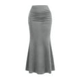 thumbnail image 4 of LWavelet Ruched Mermaid Midi Skirt Women Daily Casual Flowy Slim-Fit Versatile Bottoms Gray M, 4 of 4
