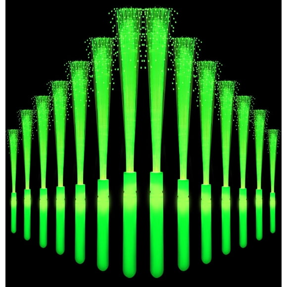Paquete de 36 varillas luminosas de fibra óptica de color verde NUDALA, 26,5 cm