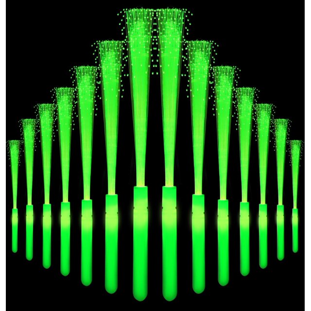 Paquete de 36 varillas luminosas de fibra óptica de color verde NUDALA, 26,5 cm